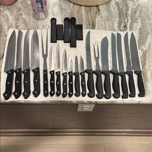 Sleek Black and Silver Knife Set